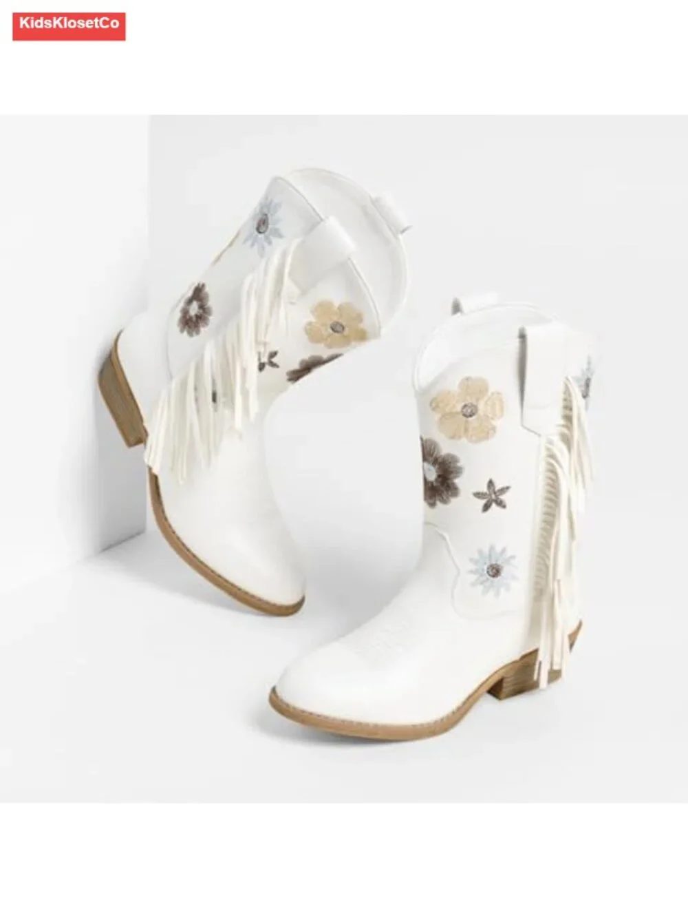 Cowgirl Boots with Tassel Floral Embroidered Kids Western Boots